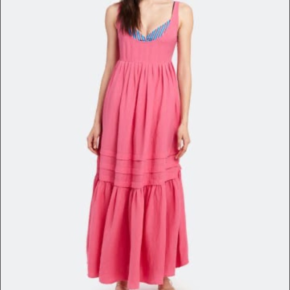 Solid & Striped Empire Linen Maxi Dress